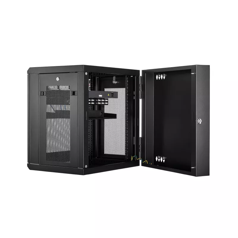 StarTech.com 4-Post 12U Wall Mount võrk Cabinet with 1U Shelf, 19 inch Hinged Wall-Mounted Server Rack for Data / AV / Electronics / Computer Equipment, Flexible Vented Rack Enclosure