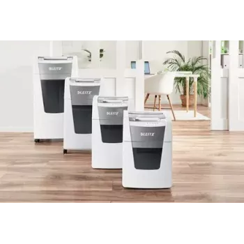 Paberihundi LEITZ IQ Autofeed Small Office 100, ristlõige P-4, 8-leheline, 22 cm etteanne, 34 L prügikast, hall