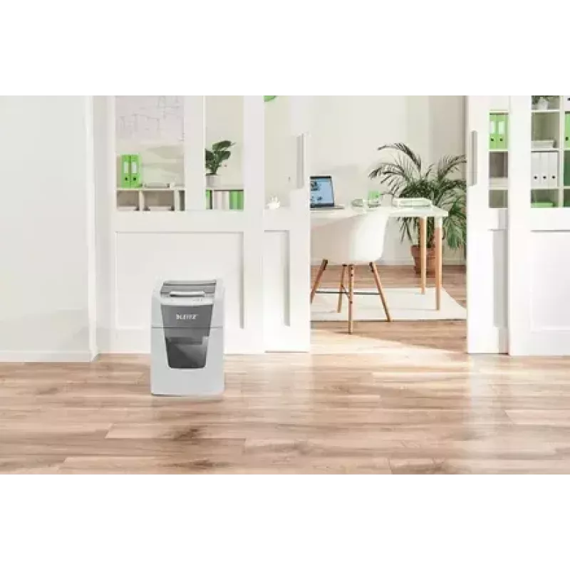 Paberihundi LEITZ IQ Autofeed Small Office 100, ristlõige P-4, 8-leheline, 22 cm etteanne, 34 L prügikast, hall