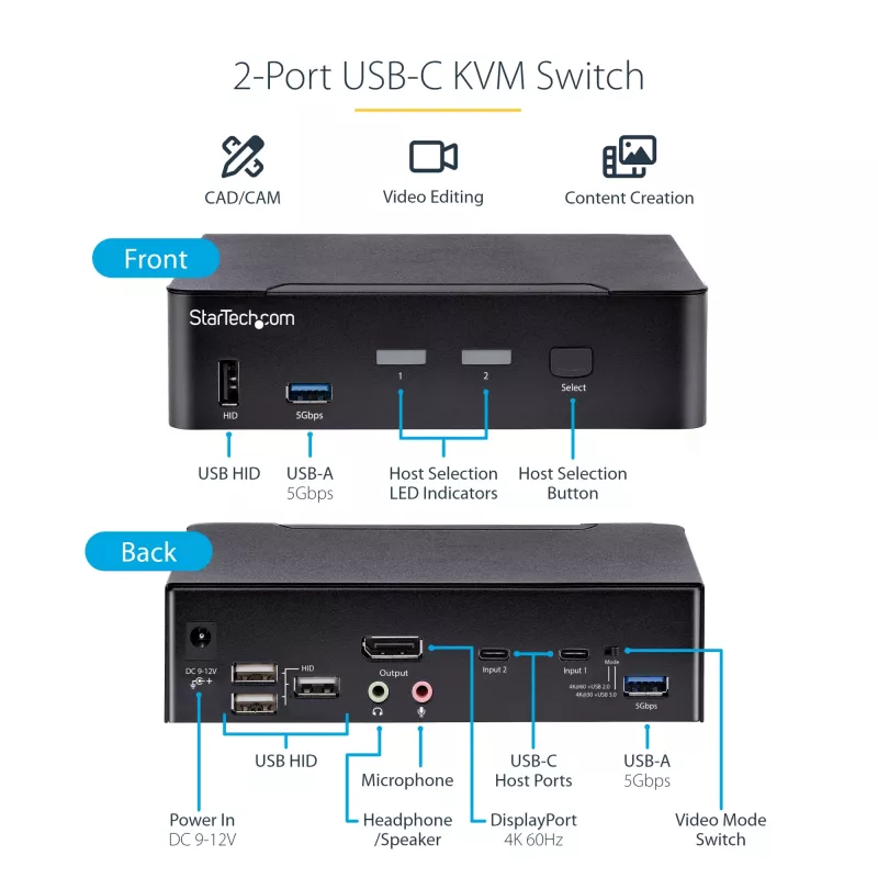 StarTech.com SV231DPUCA KVM-lüliti Must