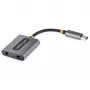 StarTech.com USB-C kõrvaklappide jaotur, USB USB-C kahe peakomplekti adapter koos mikrofoni sisendiga, USB-C kuni 3,5 mm heliadapter/kõrvaklappide adapter, USB-C helipistikuni/abiväljund, 24-bitine DAC