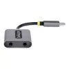 StarTech.com USB-C kõrvaklappide jaotur, USB USB-C kahe peakomplekti adapter koos mikrofoni sisendiga, USB-C kuni 3,5 mm heliadapter/kõrvaklappide adapter, USB-C helipistikuni/abiväljund, 24-bitine DAC