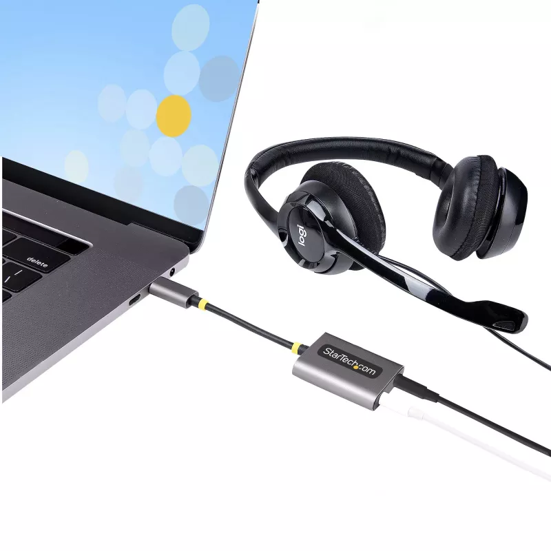 StarTech.com USB-C kõrvaklappide jaotur, USB USB-C kahe peakomplekti adapter koos mikrofoni sisendiga, USB-C kuni 3,5 mm heliadapter/kõrvaklappide adapter, USB-C helipistikuni/abiväljund, 24-bitine DAC