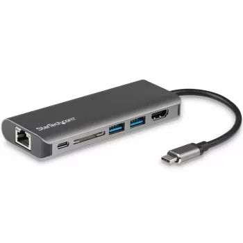 StarTech.com USB-C mitme pordiga adapter, kaasaskantav USB-C dokk 4K HDMI-ga, 2-pordiline USB 3.0 jaotur, SD/SDHC, GbE, 60 W PD läbipääs – USB USB-C/Thunderbolt 3 – ASENDATUD TOOTEGA DKT30CHSDPD1