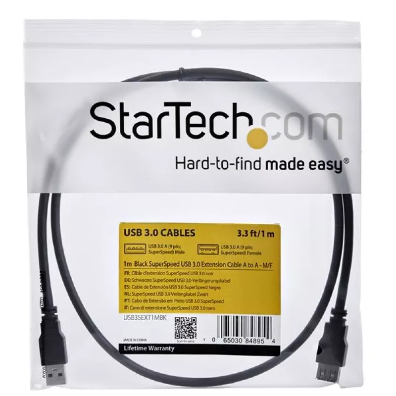 StarTech.com 1 m must SuperSpeed USB 3.0 pikenduskaabel A-A – M/F