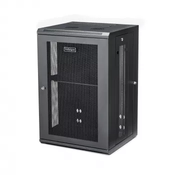 StarTech.com 4-post 18U seinale paigaldatav võrgukapp 1U riiuliga, 19-tolline hingedega seinale kinnitatav serveririiul andmete / AV / elektroonika / arvutiseadmete jaoks, paindlik ventileeritav riiulikorpus