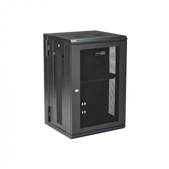 StarTech.com 4-post 18U seinale paigaldatav võrgukapp 1U riiuliga, 19-tolline hingedega seinale kinnitatav serveririiul andmete / AV / elektroonika / arvutiseadmete jaoks, paindlik ventileeritav riiulikorpus