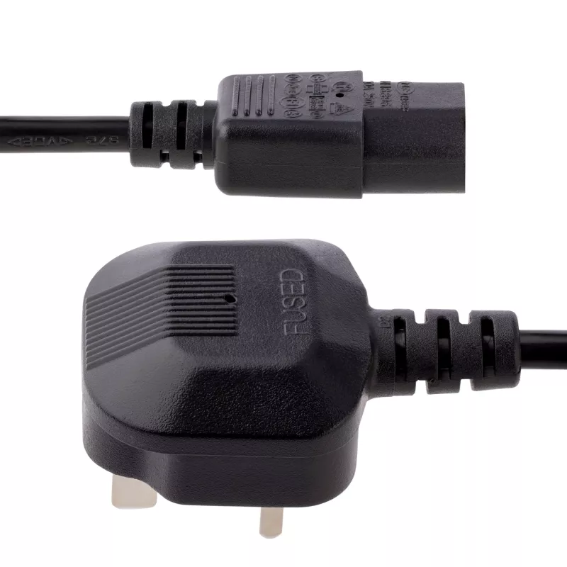 StarTech.com 10ft (3 m) Ühendkuningriigi arvuti toitekaabel, 18AWG, BS 1363 kuni C13, 10A 250V, must asendus vahelduvvoolu toitejuhe, veekeetja juhe / UK toitejuhe, arvuti toiteploki kaabel, teleri/kuvari toitekaabel
