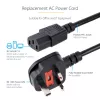 StarTech.com 10ft (3 m) Ühendkuningriigi arvuti toitekaabel, 18AWG, BS 1363 kuni C13, 10A 250V, must asendus vahelduvvoolu toitejuhe, veekeetja juhe / UK toitejuhe, arvuti toiteploki kaabel, teleri/kuvari toitekaabel