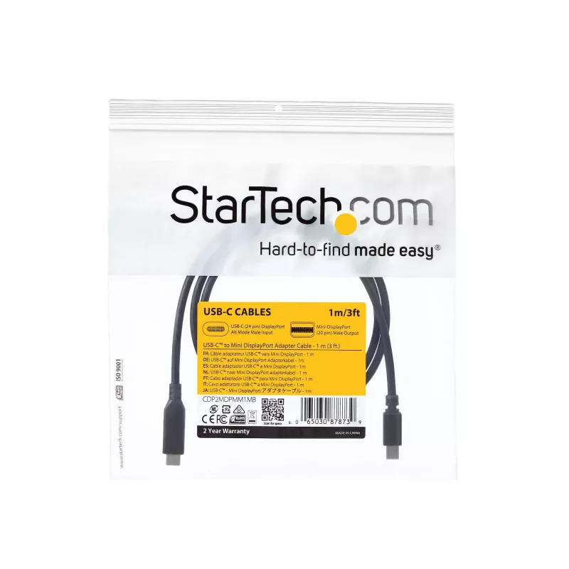 StarTech.com 1 m USB-C – Mini DisplayPort kaabel – 4K 60 Hz – must