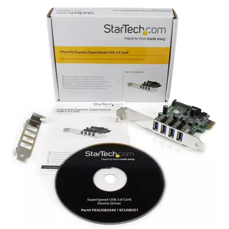 StarTech.com 4-pordiline PCI Express PCIe SuperSpeed USB 3.0 kontrollerkaardi adapter koos UASP-ga – SATA toide