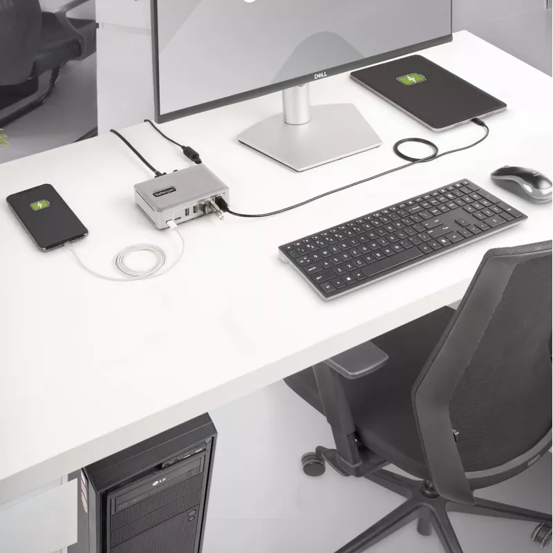 StarTech.com 7-pordine USB-C jaotur – 5x USB-A + 2x USB-C – isetoitega, 65 W toiteplokk – USB 3.1 10 Gbps – laua-/sülearvuti USB-jaotur 3 jala pikkuse USB-IF sertifikaadiga lukustuva kaabliga – USB-C jaotur