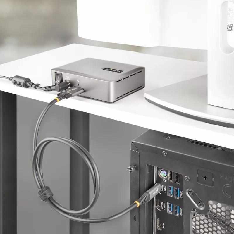 StarTech.com 7-pordine USB-C jaotur – 5x USB-A + 2x USB-C – isetoitega, 65 W toiteplokk – USB 3.1 10 Gbps – laua-/sülearvuti USB-jaotur 3 jala pikkuse USB-IF sertifikaadiga lukustuva kaabliga – USB-C jaotur
