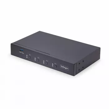 StarTech.com 4-pordiline KM-lüliti hiire lülitusfunktsiooniga, USB-lüliti klaviatuurile/hiirele, 3,5 mm/USB-heli, välisseadmete jagamine 4 arvutile, TAA-vastavuses