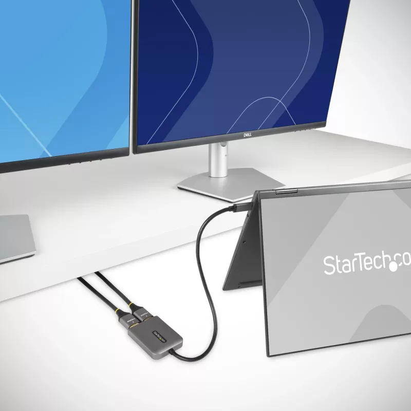 StarTech.com USB-C to Dual HDMI MST HUB - Dual HDMI 4K 60Hz - USB Type C multi monitori adapter sülearvutile 1ft/30cm kaabliga - DP 1.4 multi-stream-transpordi jaotur - USB-C HDMI jaotur