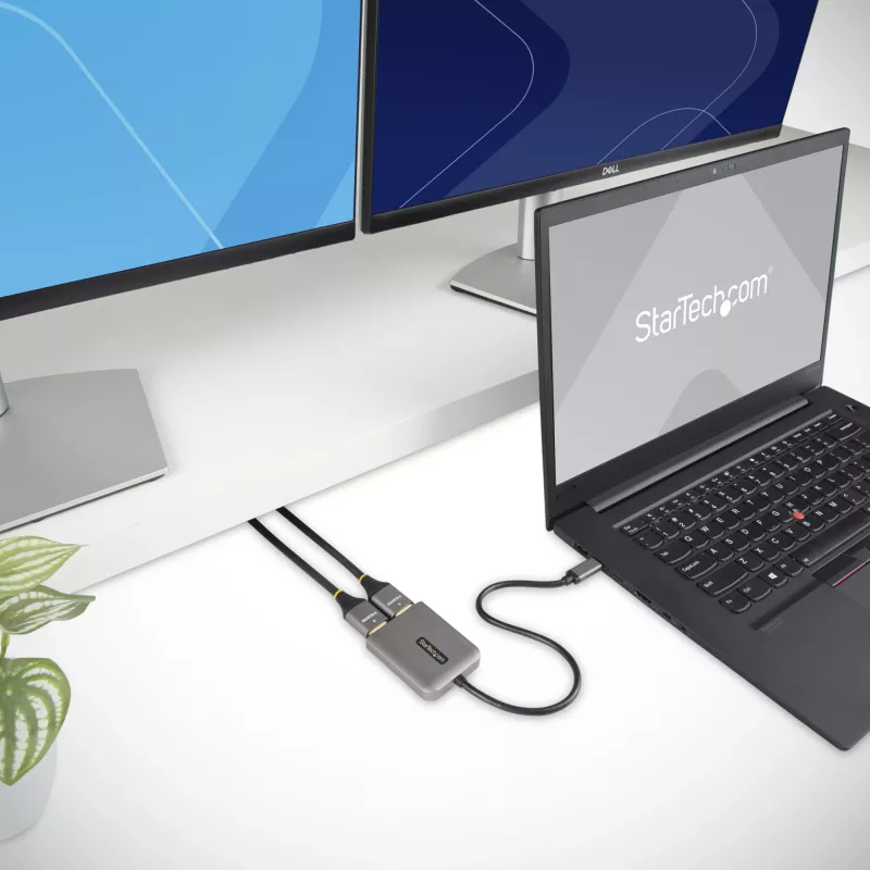 StarTech.com USB-C to Dual HDMI MST HUB - Dual HDMI 4K 60Hz - USB Type C multi monitori adapter sülearvutile 1ft/30cm kaabliga - DP 1.4 multi-stream-transpordi jaotur - USB-C HDMI jaotur