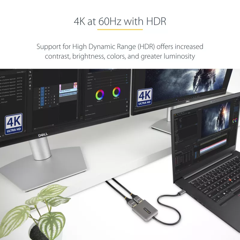 StarTech.com USB-C to Dual HDMI MST HUB - Dual HDMI 4K 60Hz - USB Type C multi monitori adapter sülearvutile 1ft/30cm kaabliga - DP 1.4 multi-stream-transpordi jaotur - USB-C HDMI jaotur