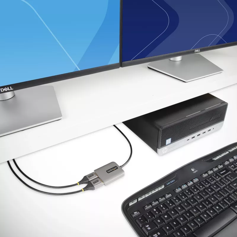 StarTech.com 2-pordine DisplayPort MST jaotur, kahekordne 4K 60 Hz, DP - 2x DisplayPort monitoriadapter, DP 1.4 mitme monitori videoadapter, sisseehitatud 1 jala (30 cm) kaabel, USB-toitega, ainult Windowsile