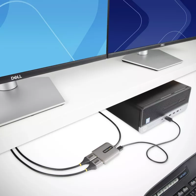 StarTech.com 2-pordine DisplayPort MST jaotur, kahekordne 4K 60 Hz, DP - 2x DisplayPort monitoriadapter, DP 1.4 mitme monitori videoadapter, sisseehitatud 1 jala (30 cm) kaabel, USB-toitega, ainult Windowsile