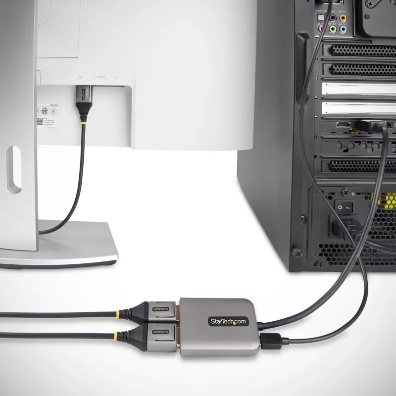 StarTech.com 2-pordine DisplayPort MST jaotur, kahekordne 4K 60 Hz, DP - 2x DisplayPort monitoriadapter, DP 1.4 mitme monitori videoadapter, sisseehitatud 1 jala (30 cm) kaabel, USB-toitega, ainult Windowsile
