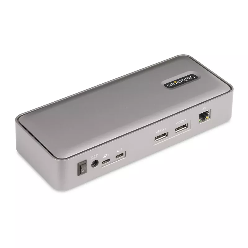 StarTech.com kahe sülearvuti USB-C KVM-dokkimisjaam, kahe monitori 4K 60Hz DisplayPort-dokk, 5-pordiline USB-jaotur, GbE, 90W/45W toiteedastus kahele sülearvutile, Windows/Mac, 2-host KVM-dokk - TAA