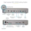 StarTech.com kahe sülearvuti USB-C KVM-dokkimisjaam, kahe monitori 4K 60Hz DisplayPort-dokk, 5-pordiline USB-jaotur, GbE, 90W/45W toiteedastus kahele sülearvutile, Windows/Mac, 2-host KVM-dokk - TAA