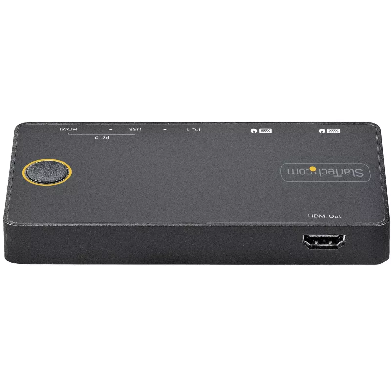 StarTech.com 2 pordiga hübriidne USB-A + HDMI ja USB-C KVM-lüliti - üks 4K 60 Hz HDMI 2.0 monitor - kompaktne laua- ja/või sülearvuti HDMI KVM-lüliti - USB siinitoitel - Thunderbolt 3 ühilduv