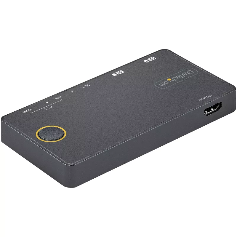 StarTech.com 2 pordiga hübriidne USB-A + HDMI ja USB-C KVM-lüliti - üks 4K 60 Hz HDMI 2.0 monitor - kompaktne laua- ja/või sülearvuti HDMI KVM-lüliti - USB siinitoitel - Thunderbolt 3 ühilduv