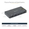 StarTech.com 2 pordiga hübriidne USB-A + HDMI ja USB-C KVM-lüliti - üks 4K 60 Hz HDMI 2.0 monitor - kompaktne laua- ja/või sülearvuti HDMI KVM-lüliti - USB siinitoitel - Thunderbolt 3 ühilduv