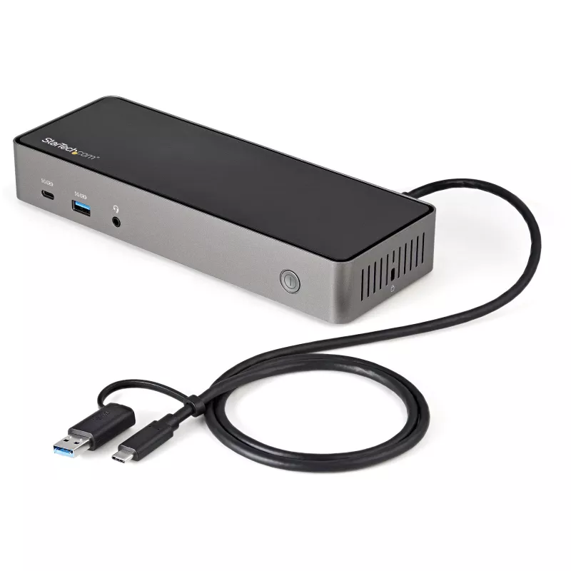 StarTech.com USB-C & USB-A dokk – hübriiduniversaalne kolme monitoriga sülearvuti dokkimisjaam DisplayPort ja HDMI 4K 60Hz – 85 W toiteedastus, 6x USB-jaotur, GbE, heli – USB 3.1 Gen 2 10Gbps – TAA