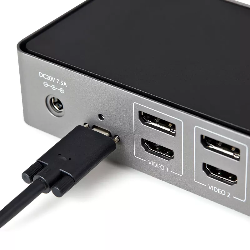 StarTech.com USB-C & USB-A dokk – hübriiduniversaalne kolme monitoriga sülearvuti dokkimisjaam DisplayPort ja HDMI 4K 60Hz – 85 W toiteedastus, 6x USB-jaotur, GbE, heli – USB 3.1 Gen 2 10Gbps – TAA