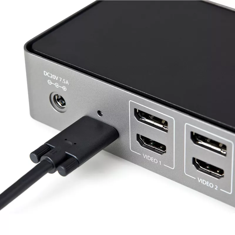 StarTech.com USB-C & USB-A dokk – hübriiduniversaalne kolme monitoriga sülearvuti dokkimisjaam DisplayPort ja HDMI 4K 60Hz – 85 W toiteedastus, 6x USB-jaotur, GbE, heli – USB 3.1 Gen 2 10Gbps – TAA