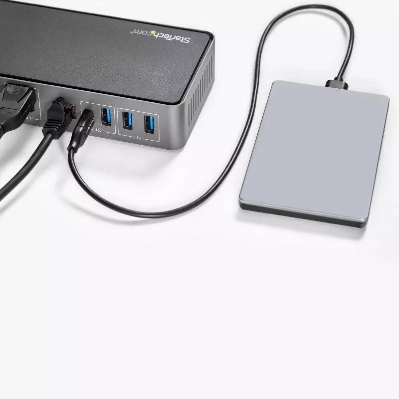StarTech.com USB-C & USB-A dokk – hübriiduniversaalne kolme monitoriga sülearvuti dokkimisjaam DisplayPort ja HDMI 4K 60Hz – 85 W toiteedastus, 6x USB-jaotur, GbE, heli – USB 3.1 Gen 2 10Gbps – TAA