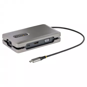 StarTech.com USB-C kahe monitoriga mitmepordiadapter, kuni 4K 60 Hz USB-C DP Alt Mode videoväljund ja HDMI 2.0 või 1080p VGA, 100 W PD läbiv laadimine, USB USB-C minidokk, USB-C dokkimisjaam, MST jaotur