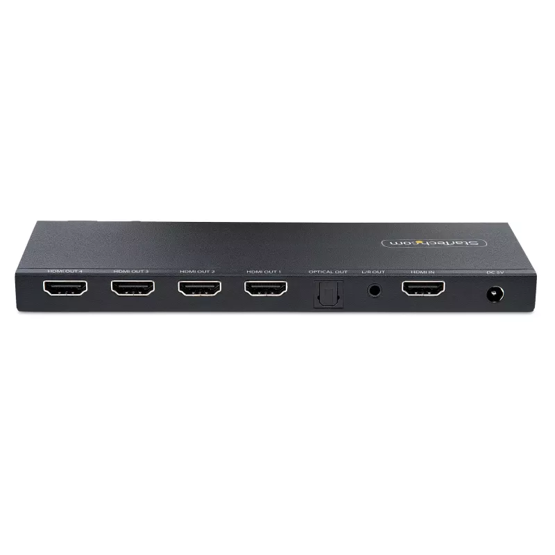 StarTech.com 4-pordiline HDMI-jaotur, 4K 60Hz HDMI 2.0 video, 4K HDMI-jaotur koos sisseehitatud skaleerijaga, HDMI-jaotur 1 sisend 4 väljundit, 3,5 mm/optiline heliport, HDMI kuvari/väljundi jaotur