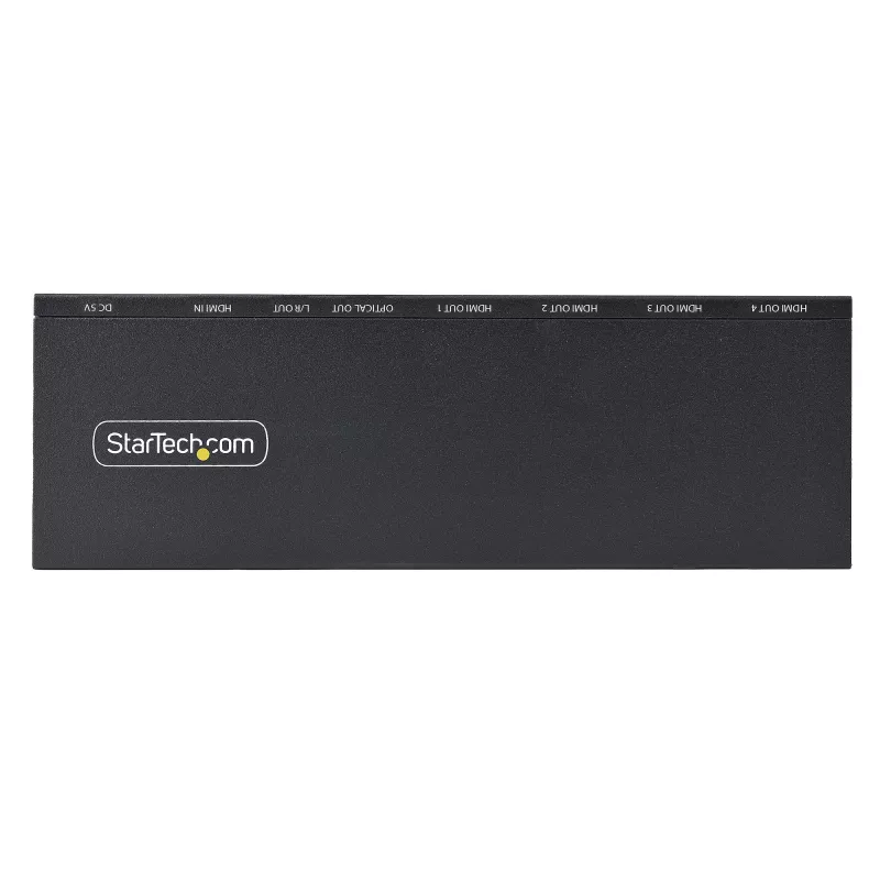 StarTech.com 4-pordiline HDMI-jaotur, 4K 60Hz HDMI 2.0 video, 4K HDMI-jaotur koos sisseehitatud skaleerijaga, HDMI-jaotur 1 sisend 4 väljundit, 3,5 mm/optiline heliport, HDMI kuvari/väljundi jaotur