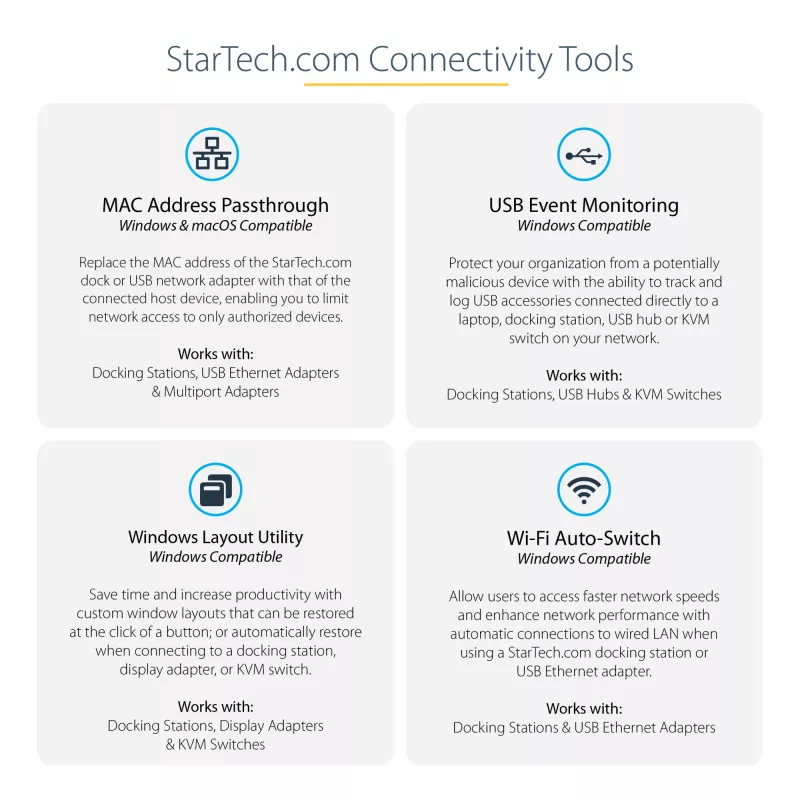 StarTech.com Thunderbolt 4 dokk, 96W toiteedastus, üks 8K/kaks monitori 4K 60Hz, 3xTB4/USB4 porti, 4xUSB-A, SD, GbE, Thunderbolt 4 dokkimisjaam Windowsile või TB3 MacBookile, 0,8m kaabel