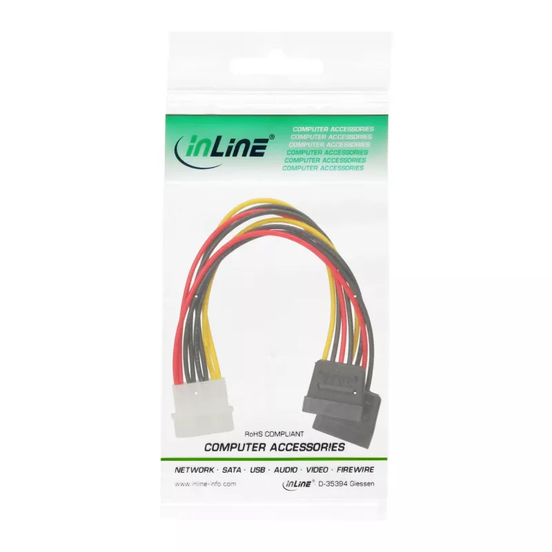 InLine sisemine toite Y-kaabel 1x 5,25 tolli / 2x SATA toide 0,20 m