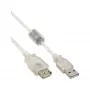 InLine USB 2.0 pikenduskaabel, tüüp A M/F, läbipaistev, ferriidiga, 3m