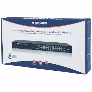 Intellinet 24-pordiline võrgulüliti, 24 porti (RJ45), raami paigaldatav, Gigabit, 4 SFP, Etherneti veebi-nutikas, 10/100/1000 Mbit