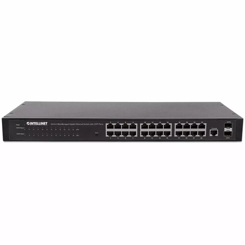 Intellinet 24-pordiline võrgulüliti, 24 porti (RJ45), raami paigaldatav, Gigabit, 4 SFP, Etherneti veebi-nutikas, 10/100/1000 Mbit