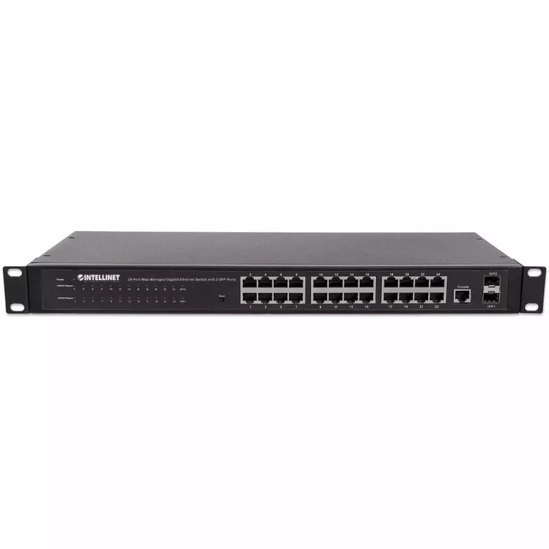 Intellinet 24-pordiline võrgulüliti, 24 porti (RJ45), raami paigaldatav, Gigabit, 4 SFP, Etherneti veebi-nutikas, 10/100/1000 Mbit