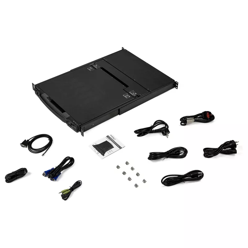 StarTech.com Kahe siiniga raami paigaldatav KVM-konsool HD 1080p - ühe pordiga DVI/VGA KVM koos 17-tollise LCD-ekraaniga serveriraami jaoks - täisfunktsionaalne 1U LCD KVM-sahtel kaablitega - USB tugi - 44230 MTBF