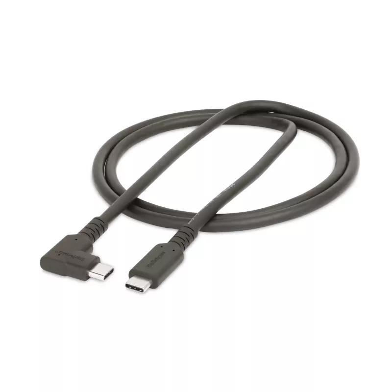 StarTech.com 3ft (1m) Robustne nurga-USB-C kaabel, USB 3.2 Gen 2 (10 Gbps), täisfunktsionaalne USB-C–USB-C andmeedastuskaabel, 4K 60Hz DP Alt Mode, 100W toiteedastus – 90-kraadine USB USB-C kaabel