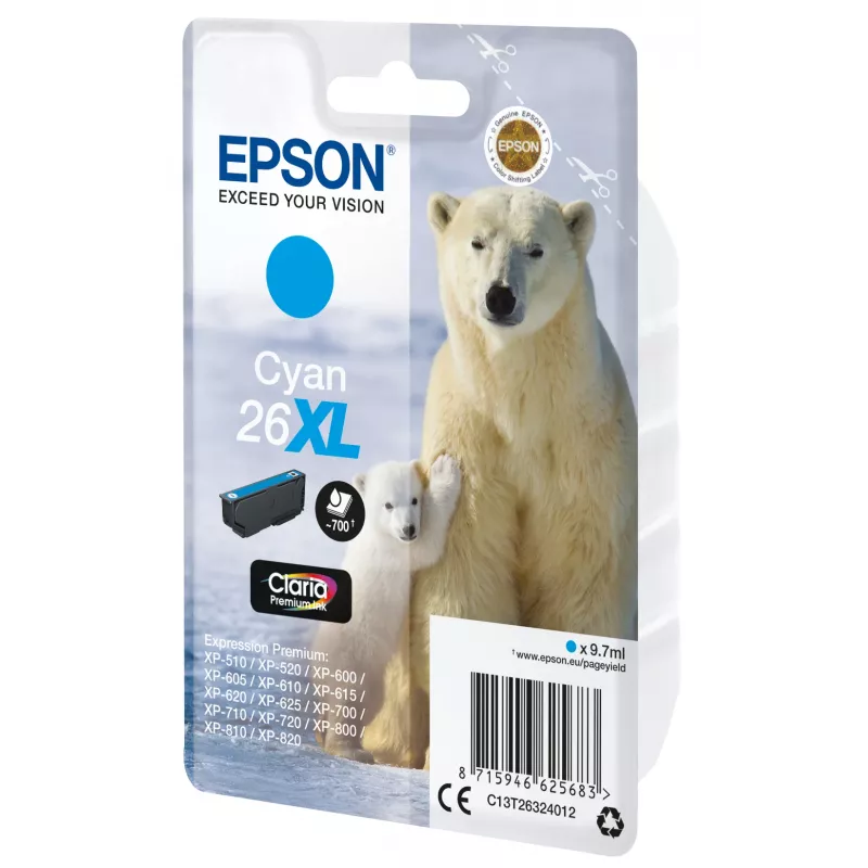 Epson Polar bear Singlepack tsüaan 26XL Claria Premium Ink