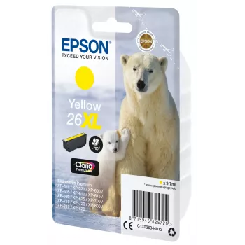 Epson Polar bear Singlepack kollane 26XL Claria Premium Ink, High (XL) Yield, Kollane, pigmenttint, 9.7 ml, 1 tk, 700 lehekülge