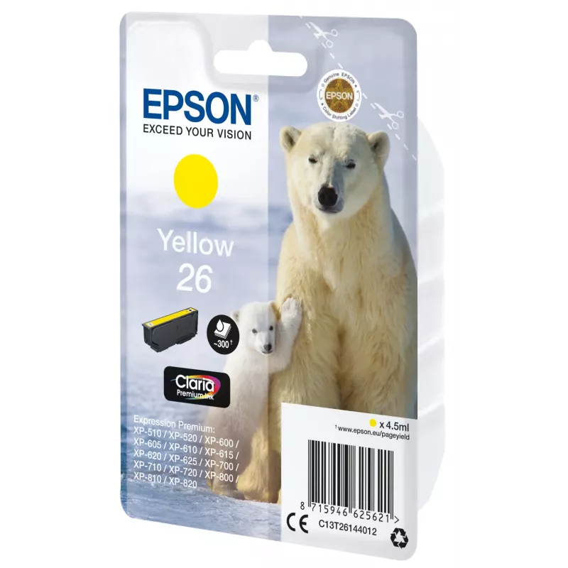 Epson Polar bear Singlepack kollane 26 Claria Premium Ink