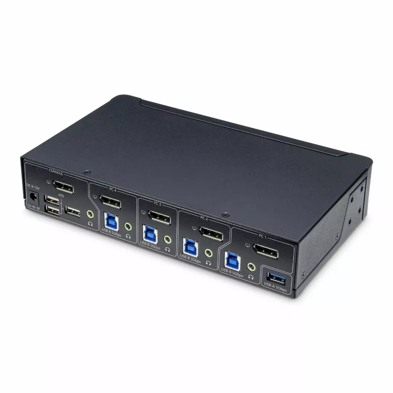 StarTech.com 4-pordiline DisplayPort KVM-lüliti, üks 4K 60Hz monitor, 6 USB-porti, nupu- ja kiirklahvivahetus, DisplayPort 1.2, OS-sõltumatu, TAA ühilduv