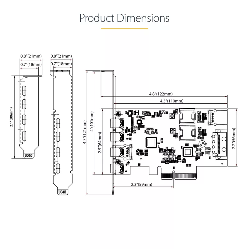 StarTech.com 5-pordiline USB PCIe-kaart, USB 3.2 10 Gbps, PCI Express kaart 4x USB-C pordi ja 1x USB-A sisemise pordiga, USB PCIe-kontrollerkaart, Windows/macOS/Linux