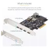 StarTech.com 5-pordiline USB PCIe-kaart, USB 3.2 10 Gbps, PCI Express kaart 4x USB-C pordi ja 1x USB-A sisemise pordiga, USB PCIe-kontrollerkaart, Windows/macOS/Linux